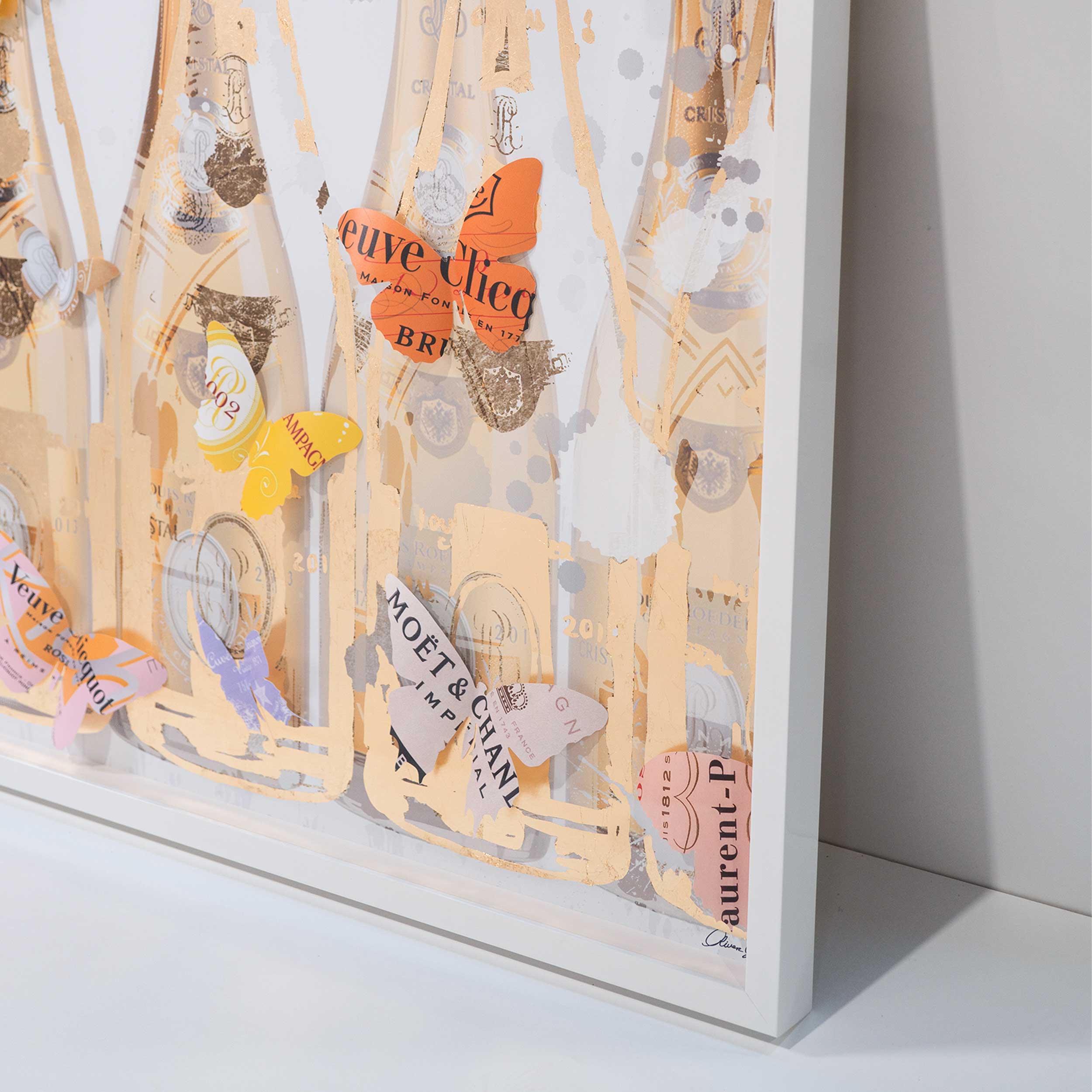 Champagne Morning Bloom | Hand Embellished & Sculptural Gold Leaf Art