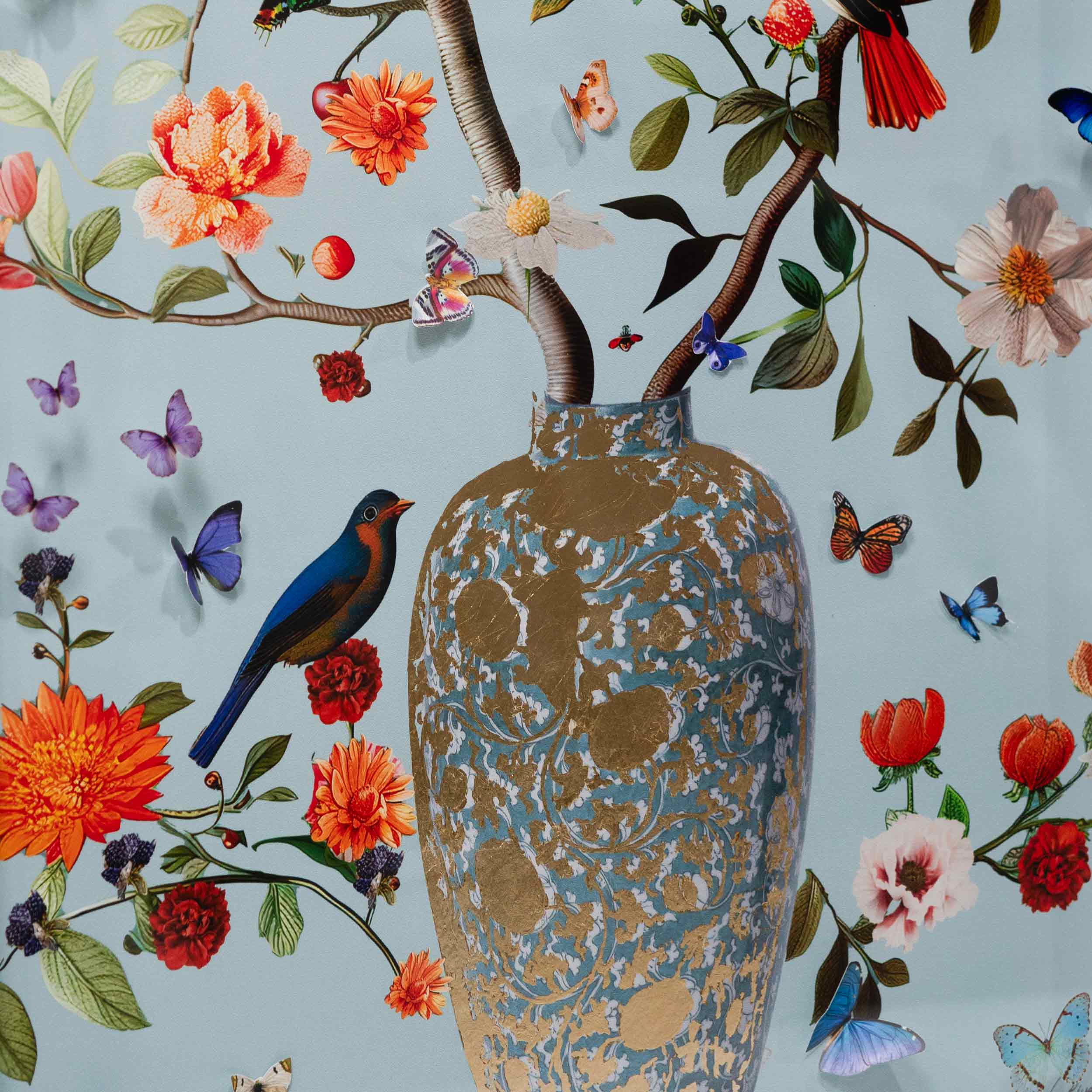 Blooming Coral and Blue 2 | Layered 3 Dimensional Finishes