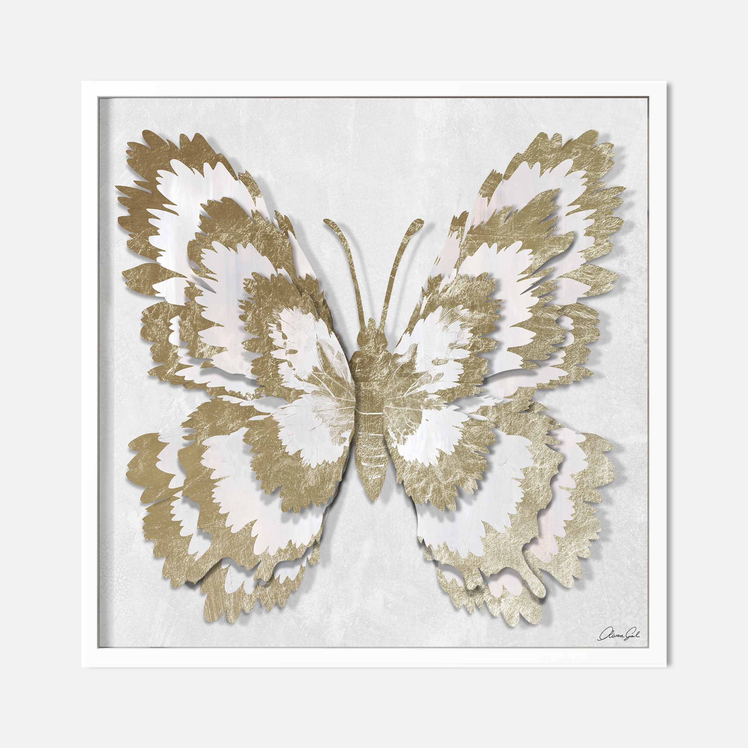 Butterfly Paper Sculpture Gold I | Hand Embellished & Sculptural Gold Leaf Art