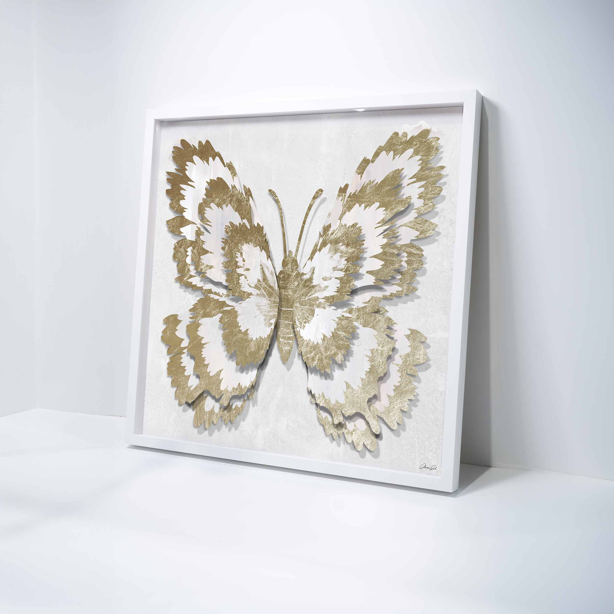 Butterfly Paper Sculpture Gold I | Hand Embellished & Sculptural Gold Leaf Art