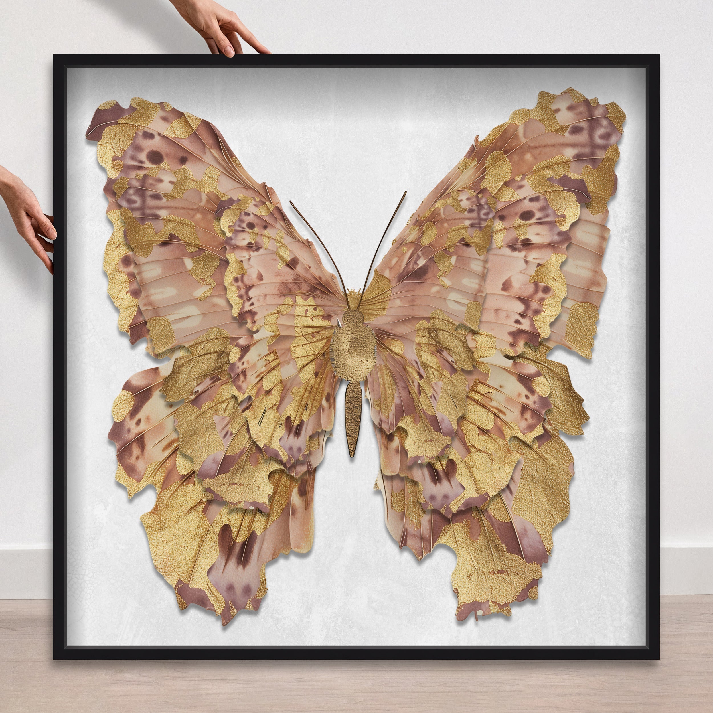 Butterfly Paper Sculpture Gold III | Hand Embellished & Sculptural Gold Leaf Art Secondary image