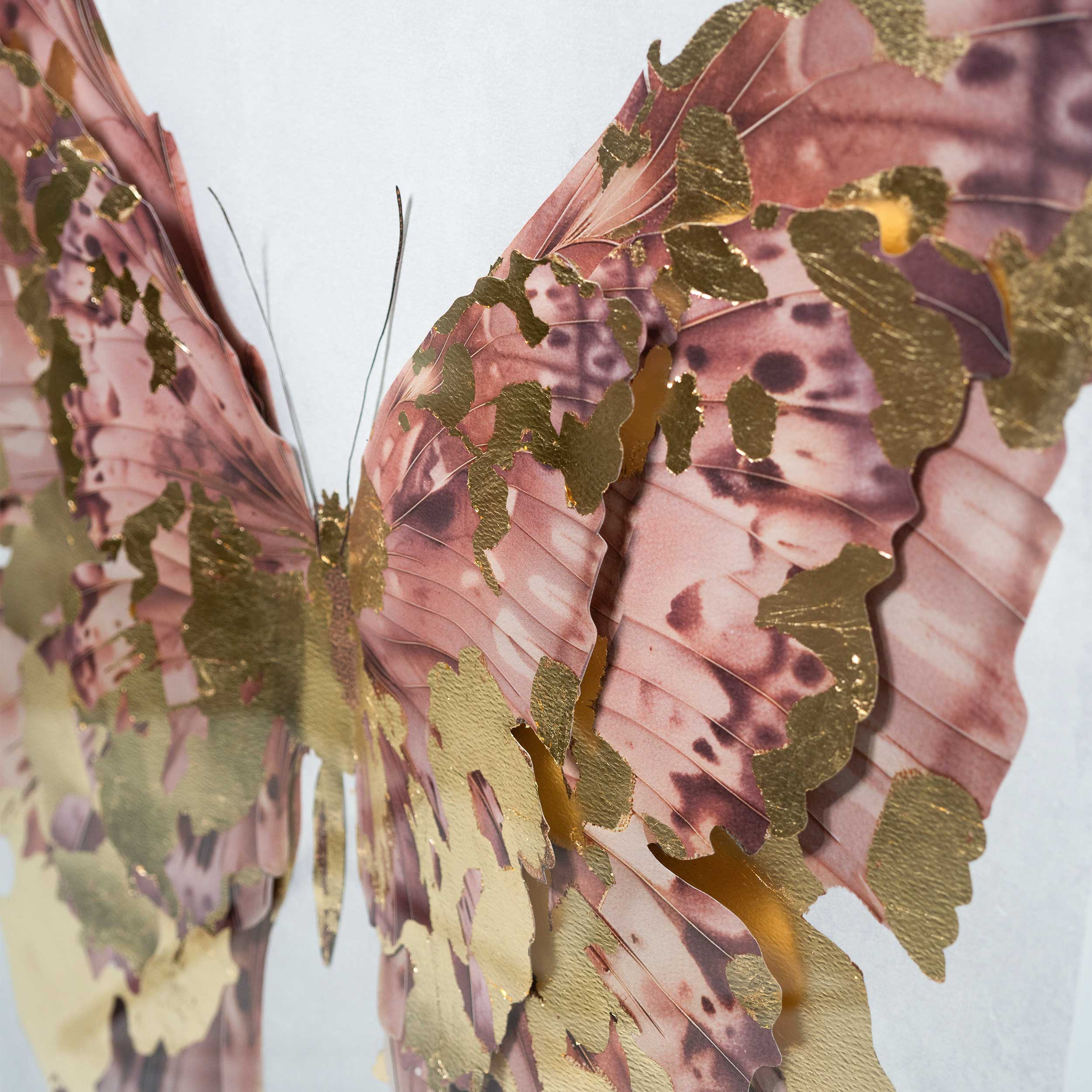 Butterfly Paper Sculpture Gold III | Hand Embellished & Sculptural Gold Leaf Art