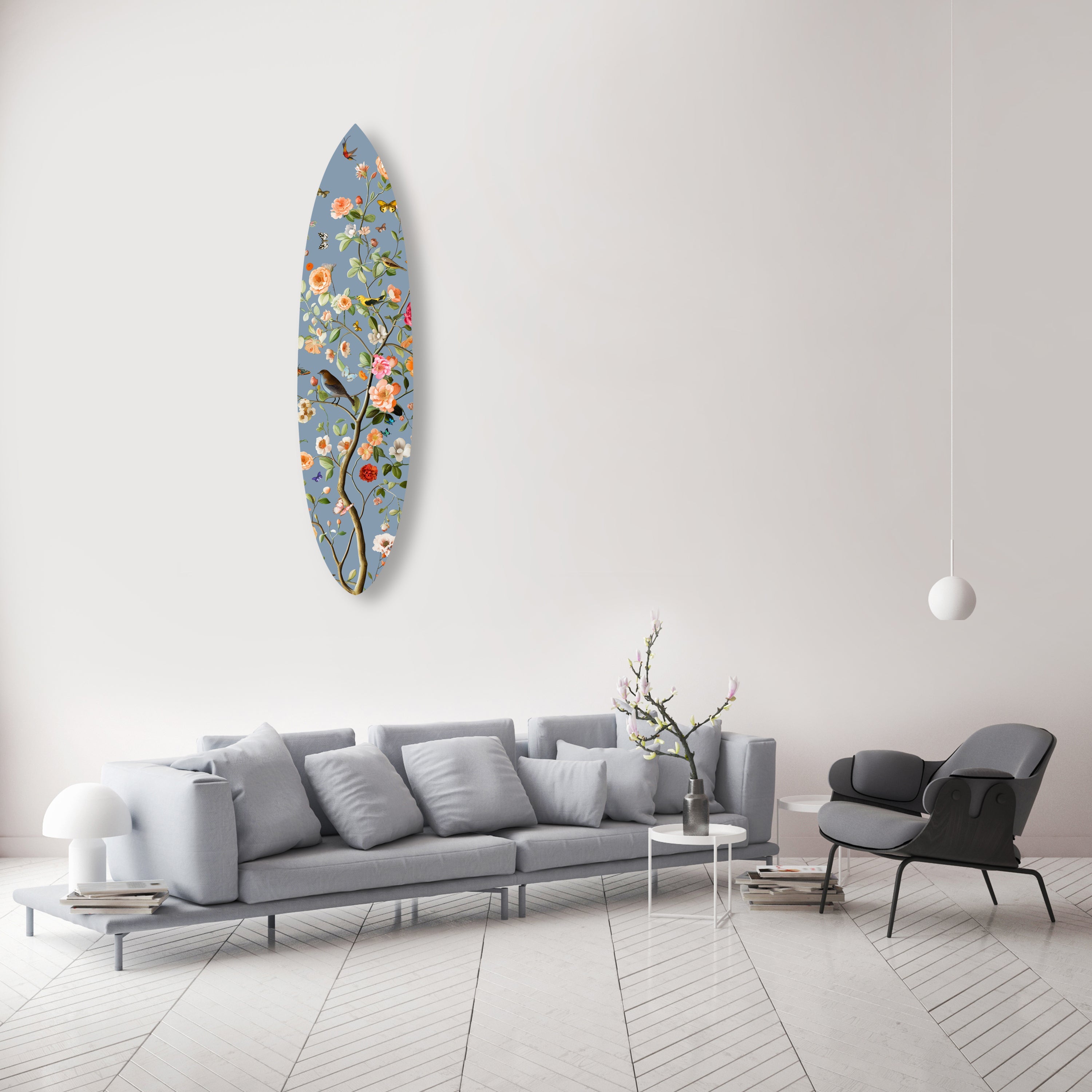 Blooming Dusty Blue Acrylic Surfboard