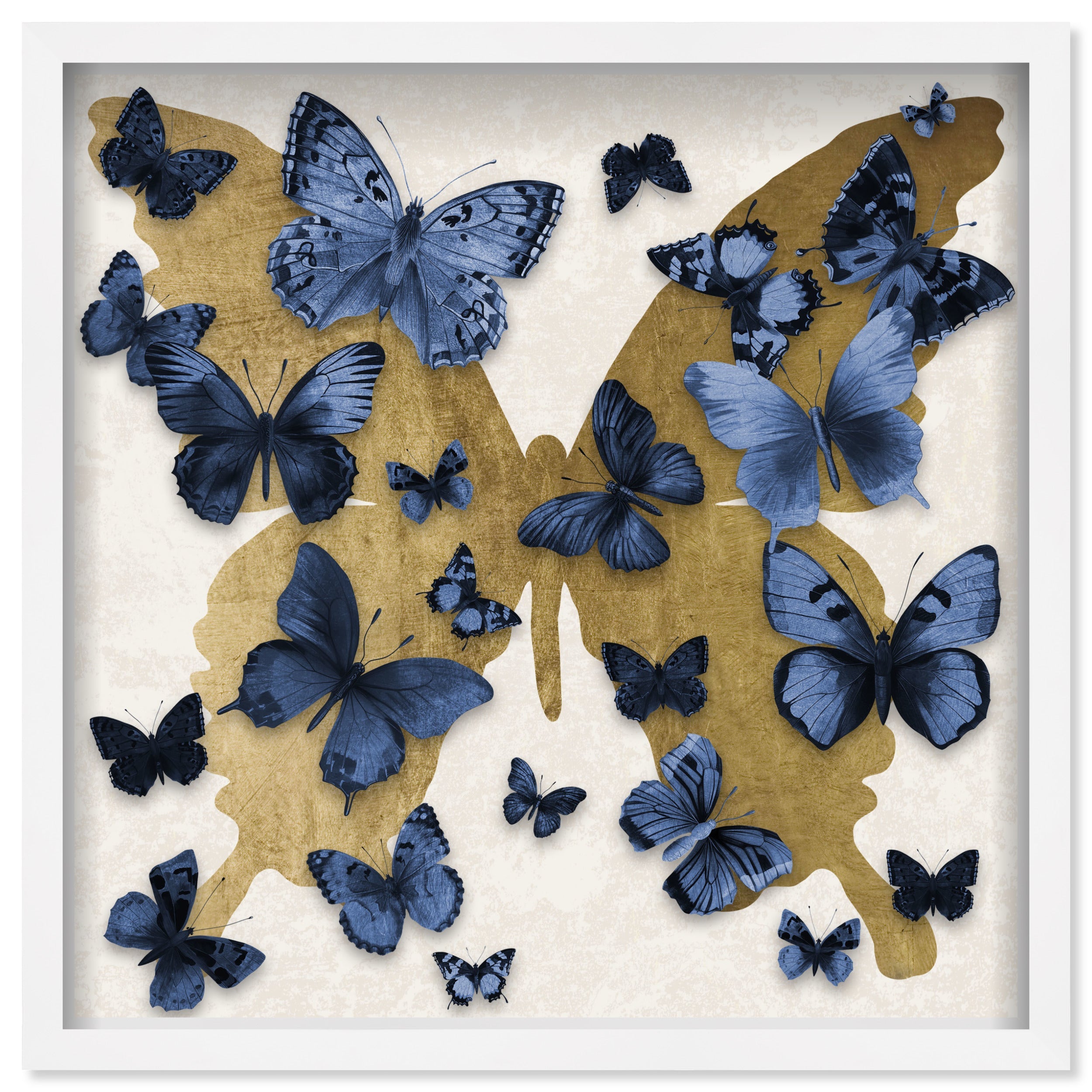 Butterfly Pins Prussian Bleu | Hand Embellished & Sculptural Gold Leaf Art