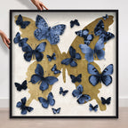 Butterfly Pins Prussian Bleu | Hand Embellished & Sculptural Gold Leaf Art