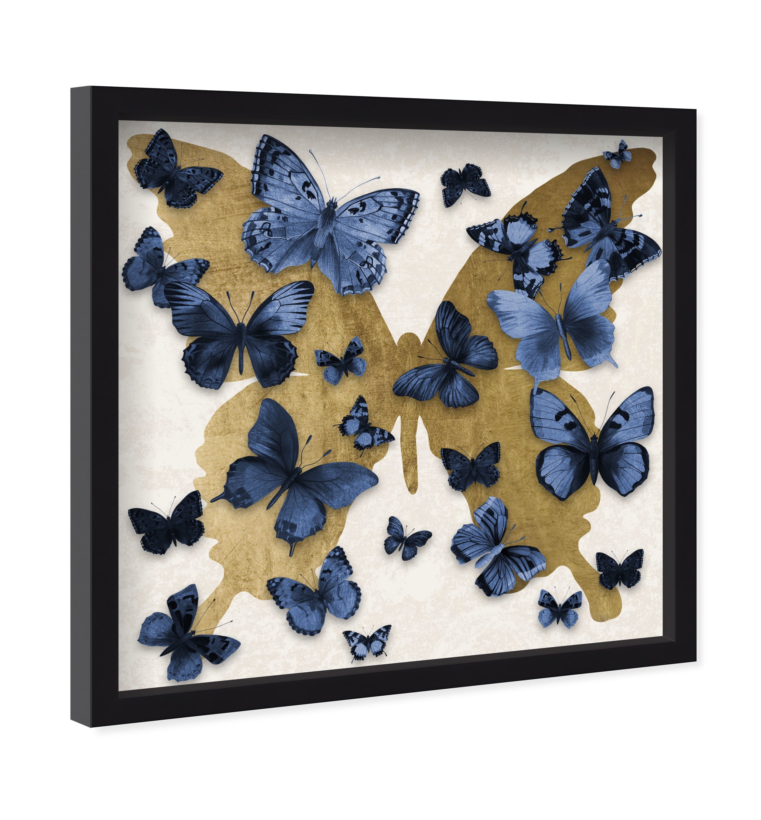 Butterfly Pins Prussian Bleu | Hand Embellished & Sculptural Gold Leaf Art