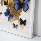 Butterfly Pins Prussian Bleu | Hand Embellished & Sculptural Gold Leaf Art