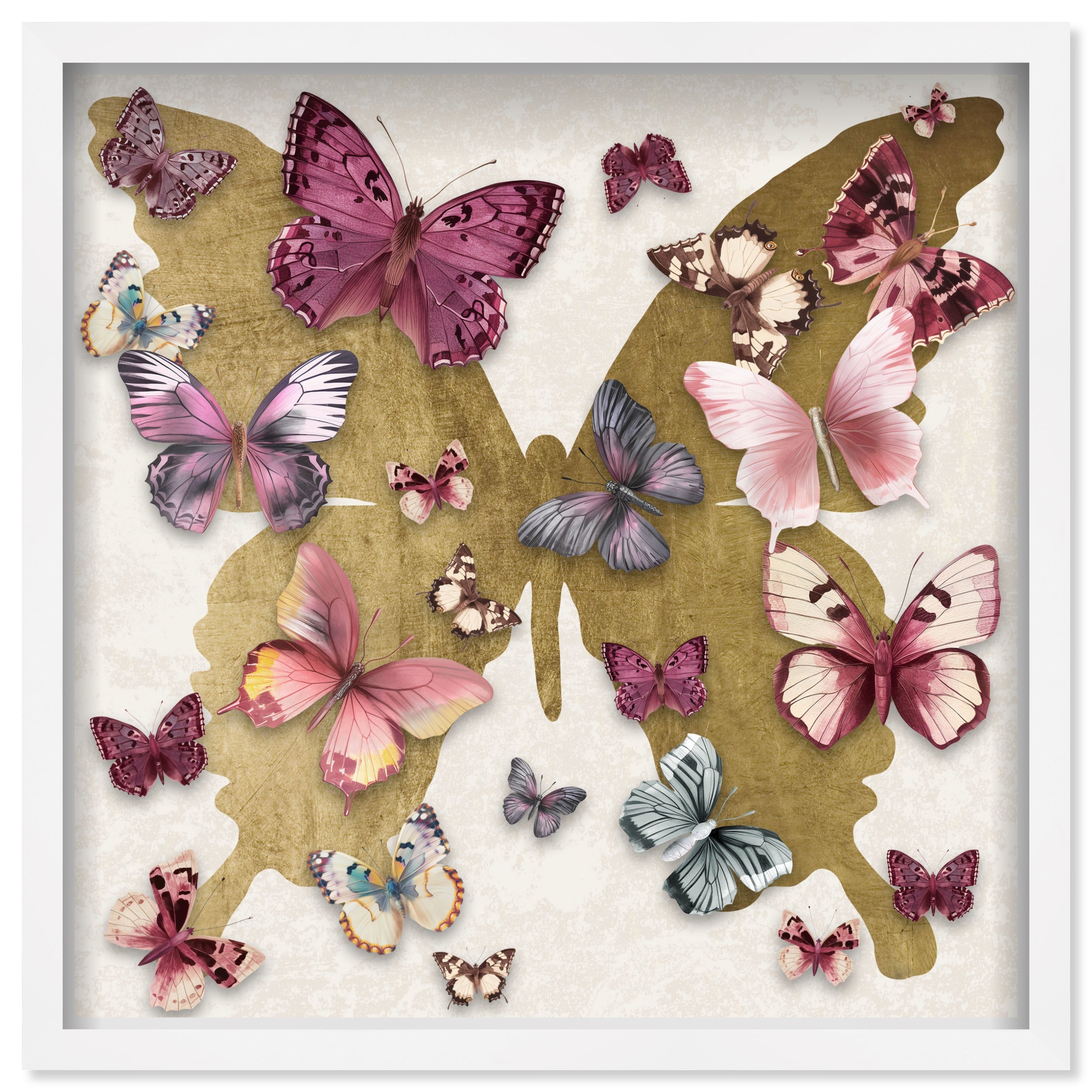 Butterfly Pins Merlot | Hand Embellished & Sculptural Gold Leaf Art