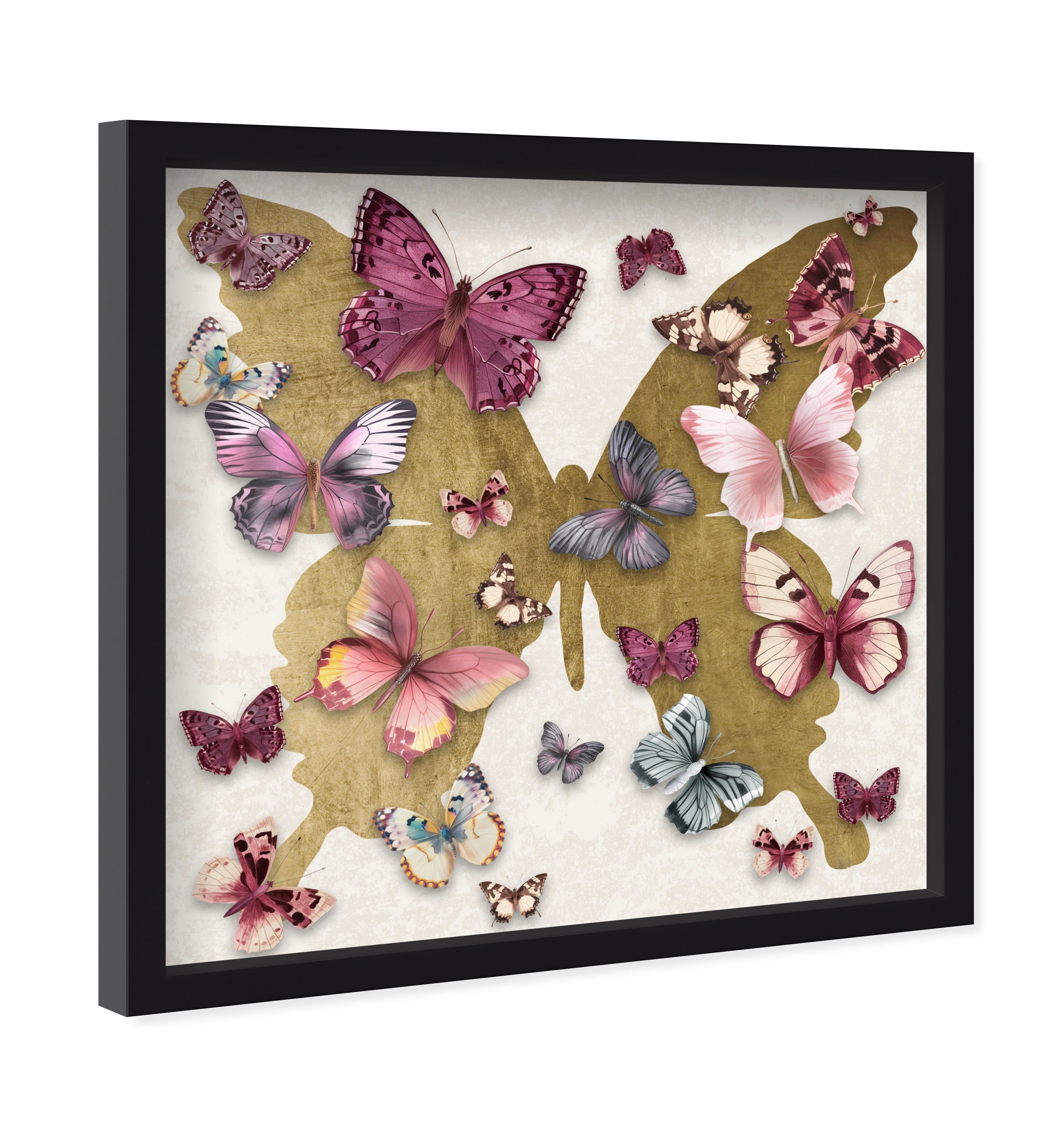 Butterfly Pins Merlot | Hand Embellished & Sculptural Gold Leaf Art