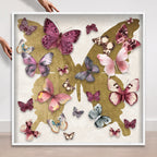 Butterfly Pins Merlot | Hand Embellished & Sculptural Gold Leaf Art