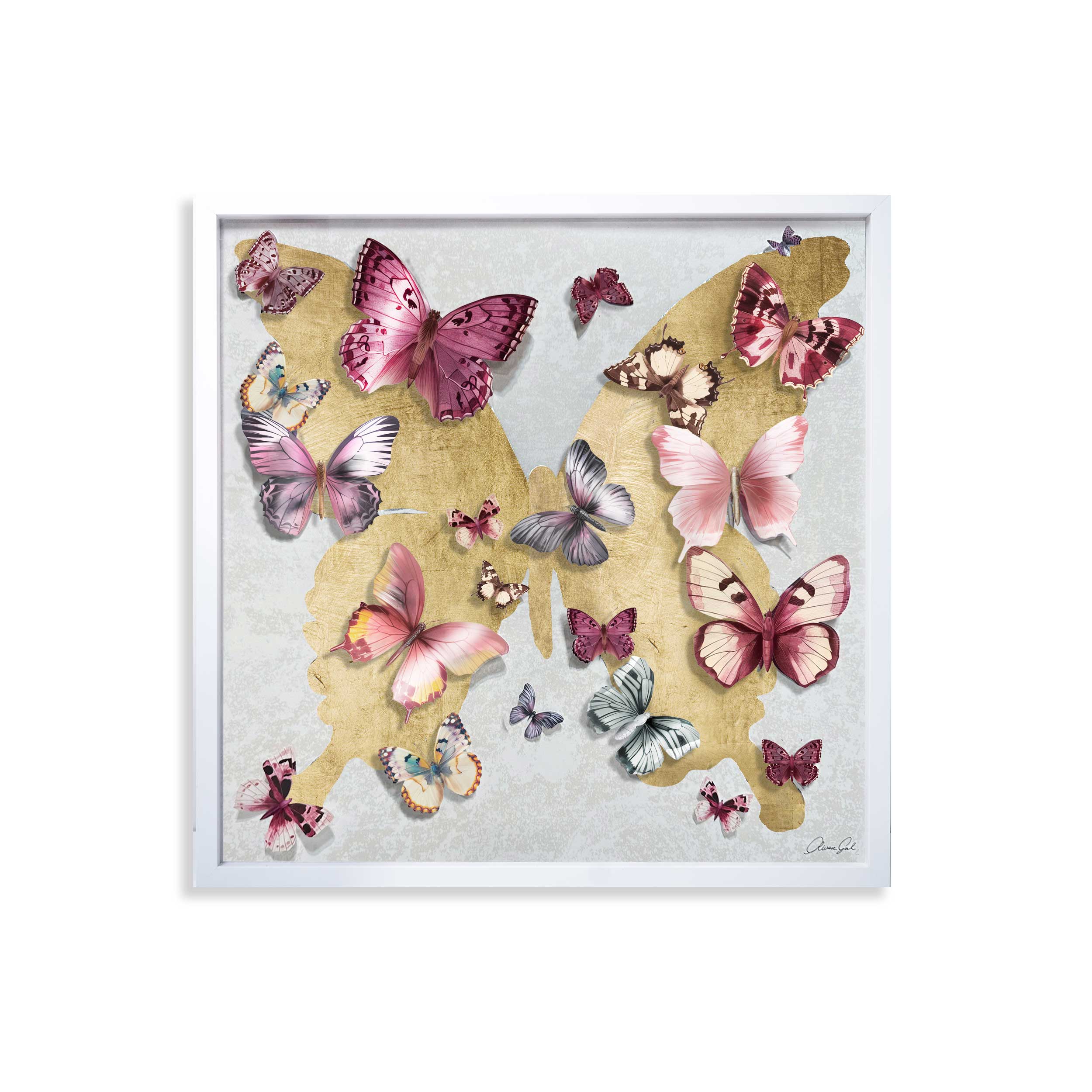 Butterfly Pins Merlot | Hand Embellished & Sculptural Gold Leaf Art