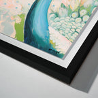 Peacock Closeup Teal and Peach | Hand Embellished Silver Leaf