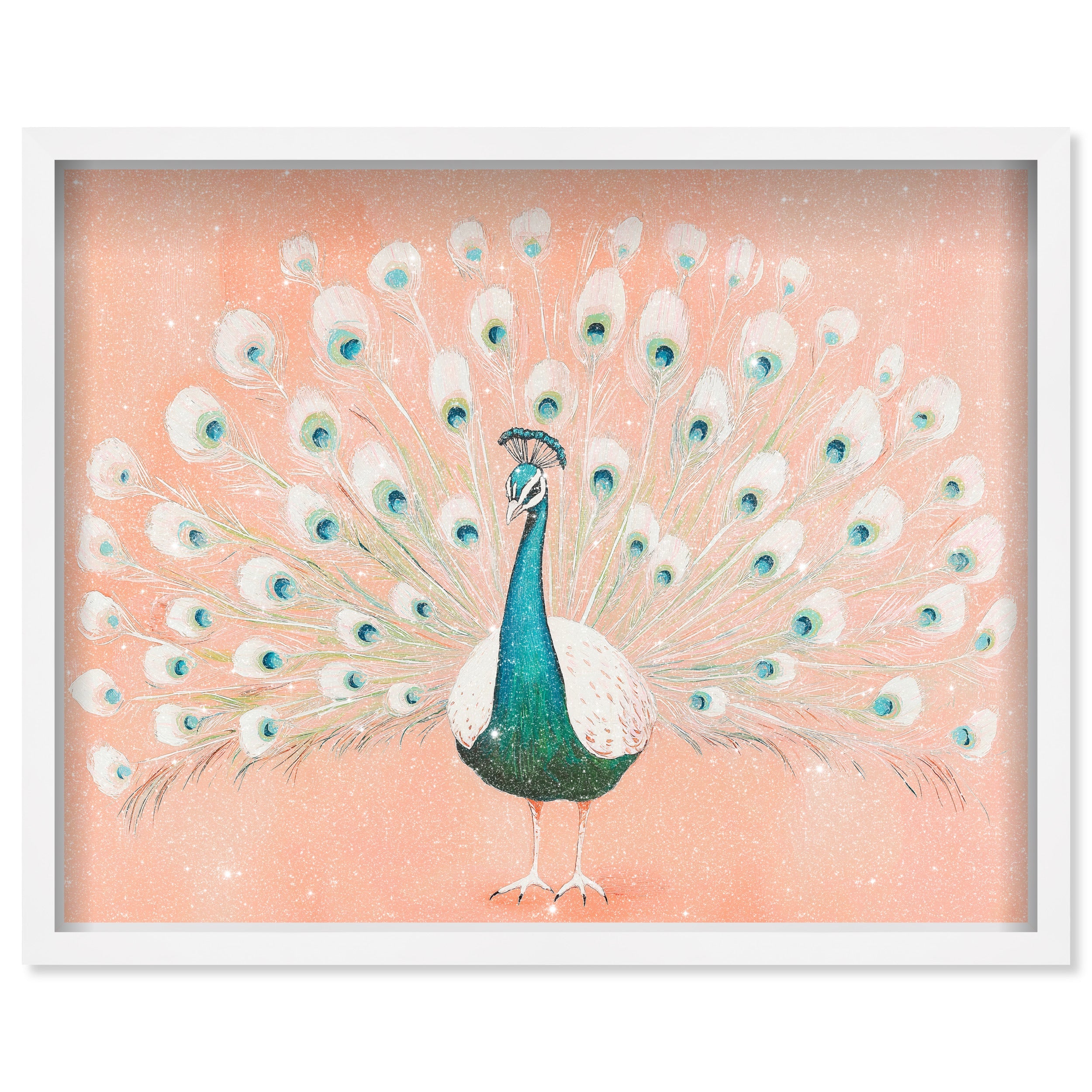 Peach Peacock Preppy | Hand Embellished Diamond Dust