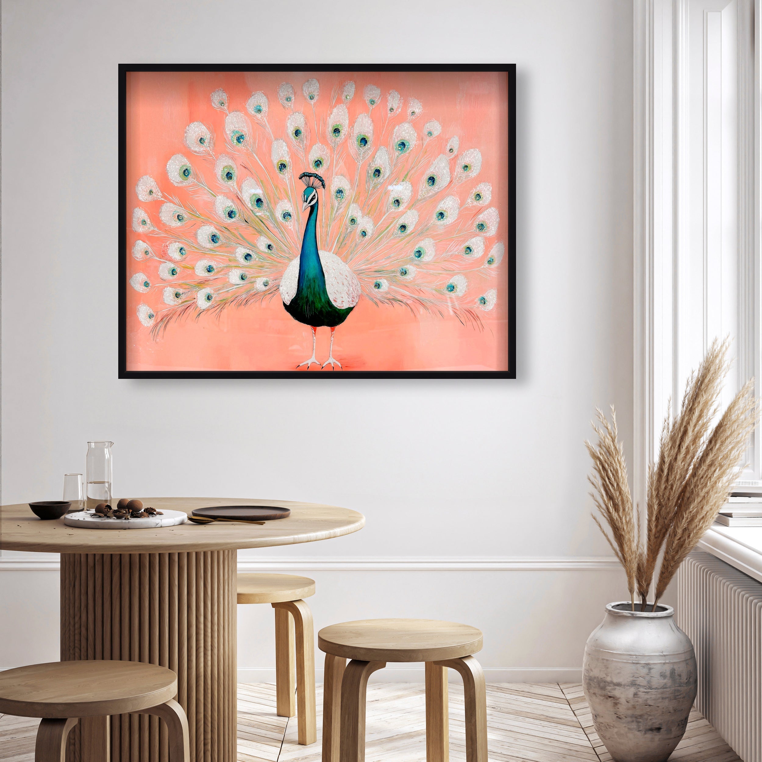 Peach Peacock Preppy | Hand Embellished Diamond Dust