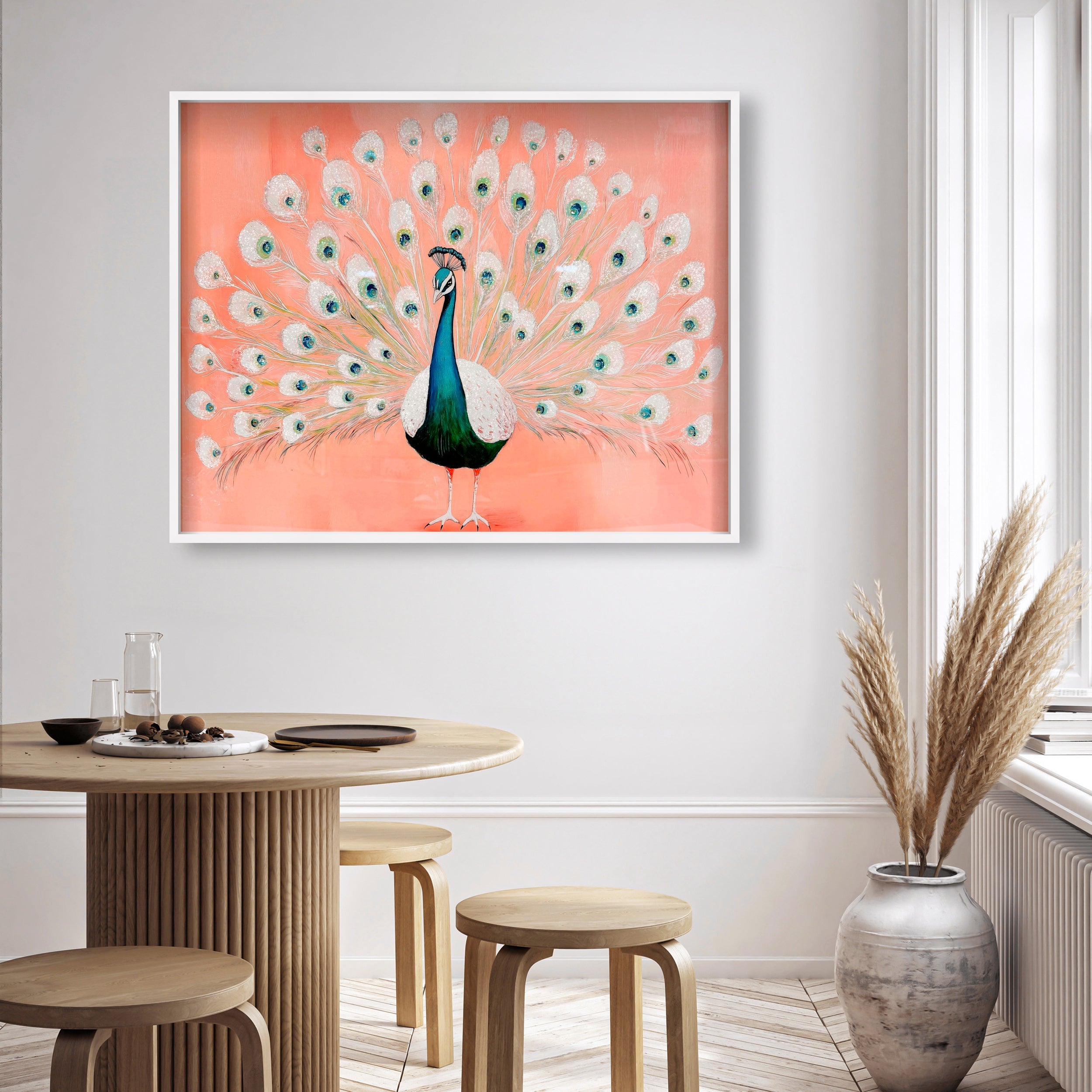 Peach Peacock Preppy | Hand Embellished Diamond Dust