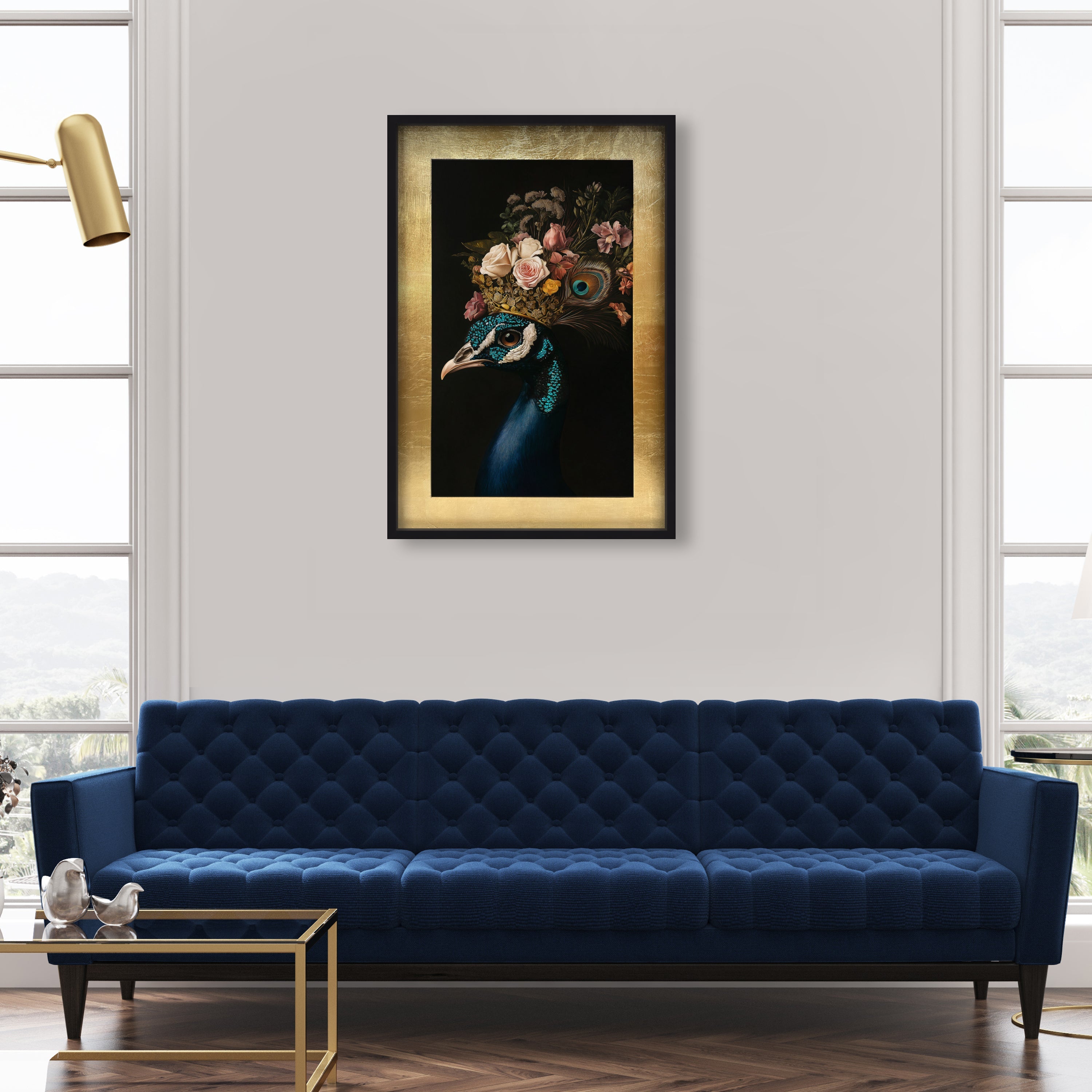 Peacock's Crown II - With Hand-Applied Gold Leaf & Glitter
