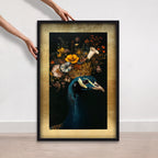 Peacock's Crown I - With Hand-Applied Gold Leaf & Glitter