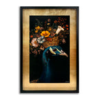 Peacock's Crown I - With Hand-Applied Gold Leaf & Glitter