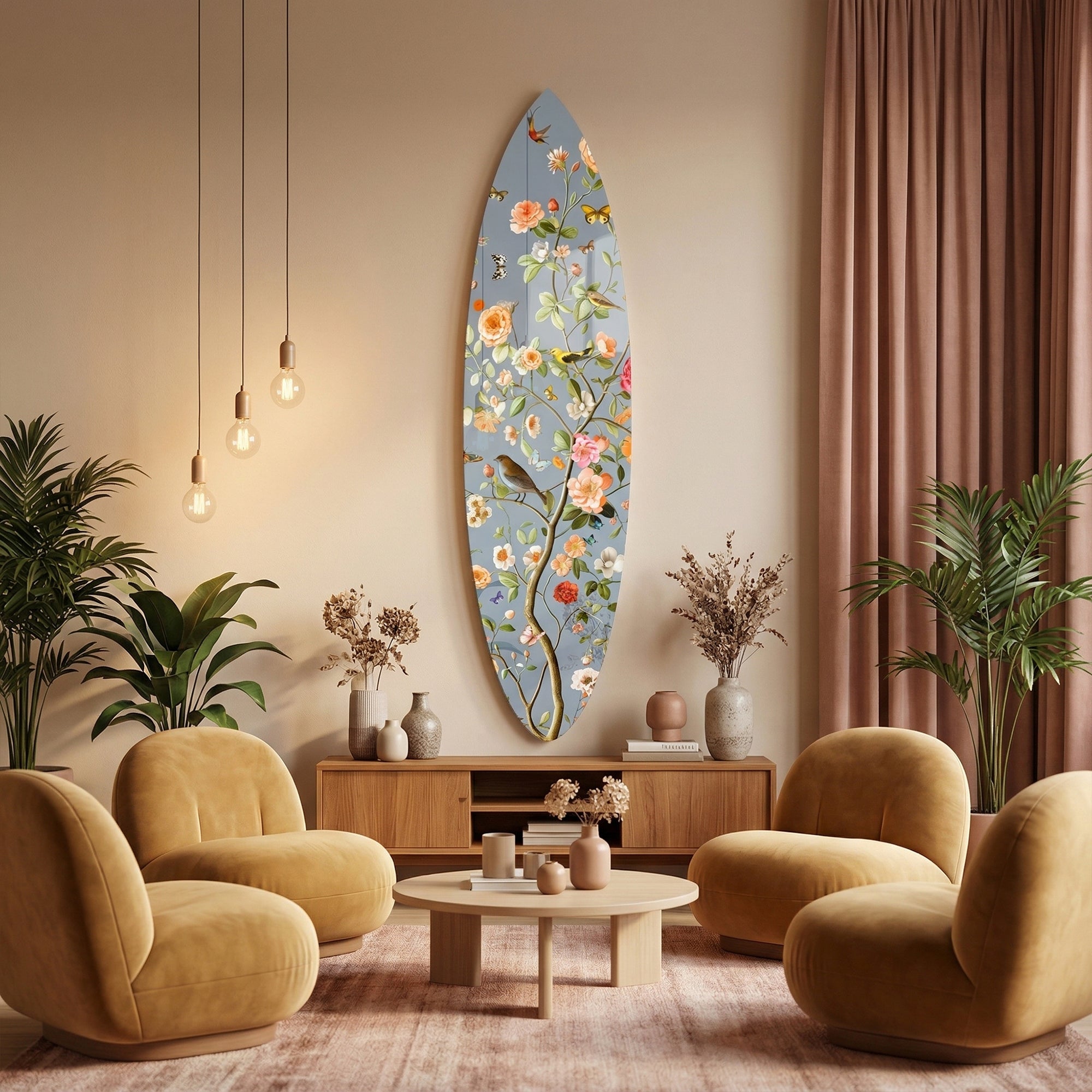 Blooming Dusty Blue Acrylic Surfboard