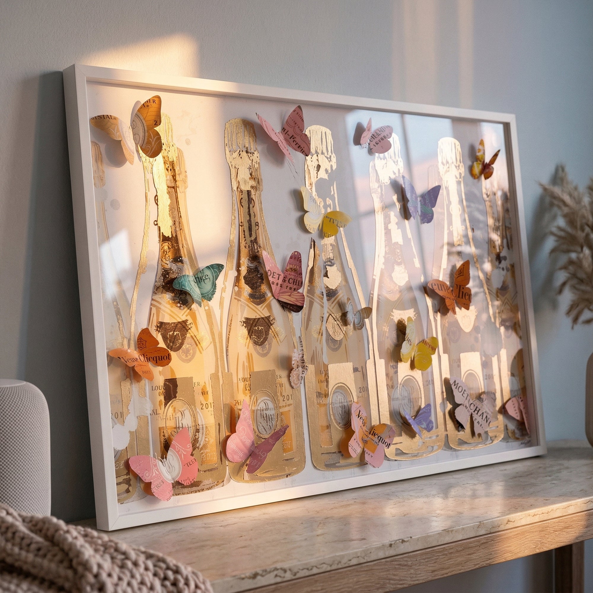Champagne Morning Bloom | Hand Embellished & Sculptural Gold Leaf Art