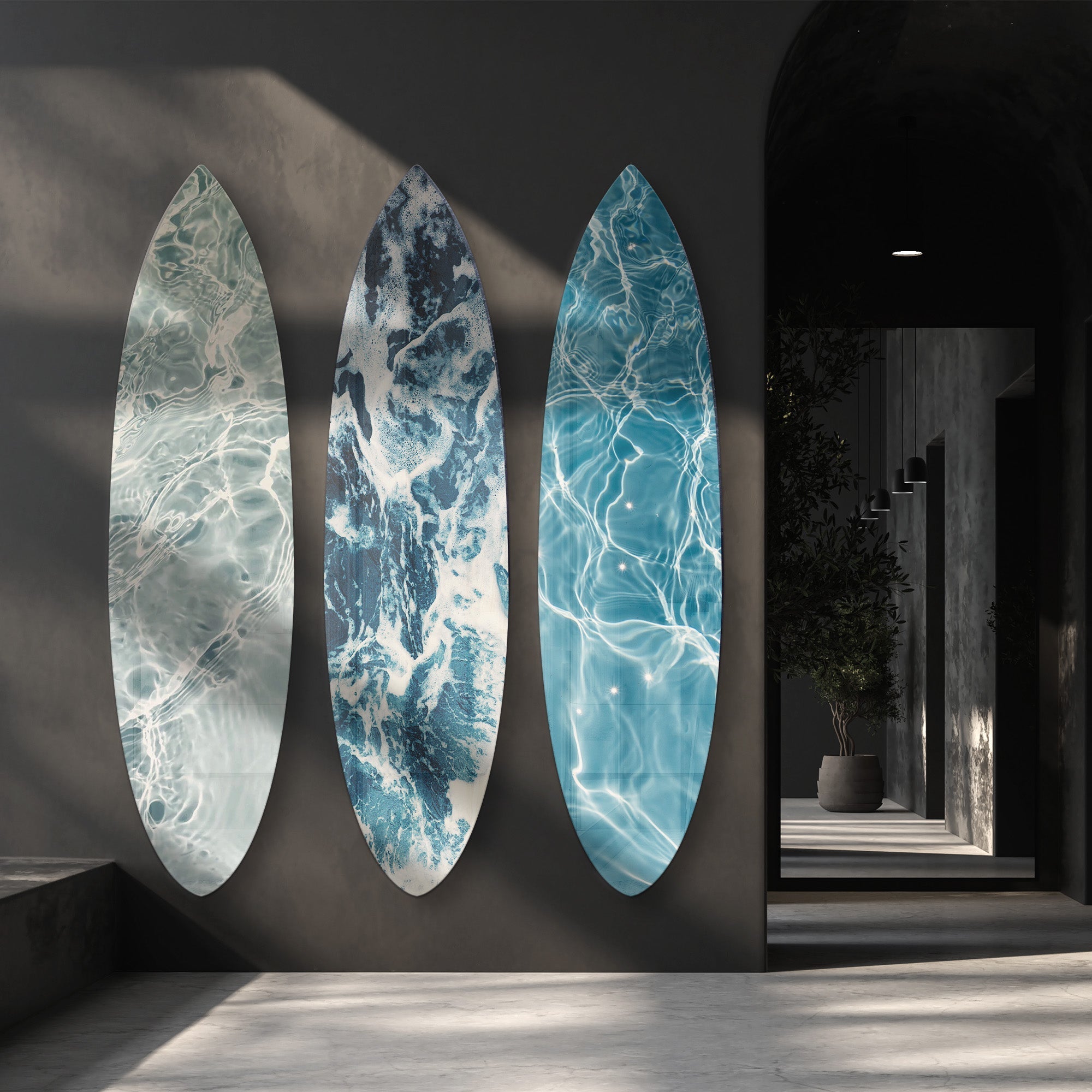Aqua Obsidian | Surfboard Gallery Wall