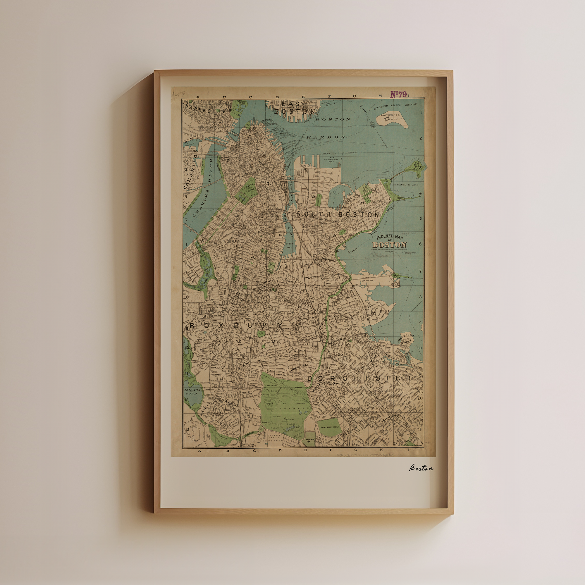 Boston, Massachusetts - Vintage Map Main image